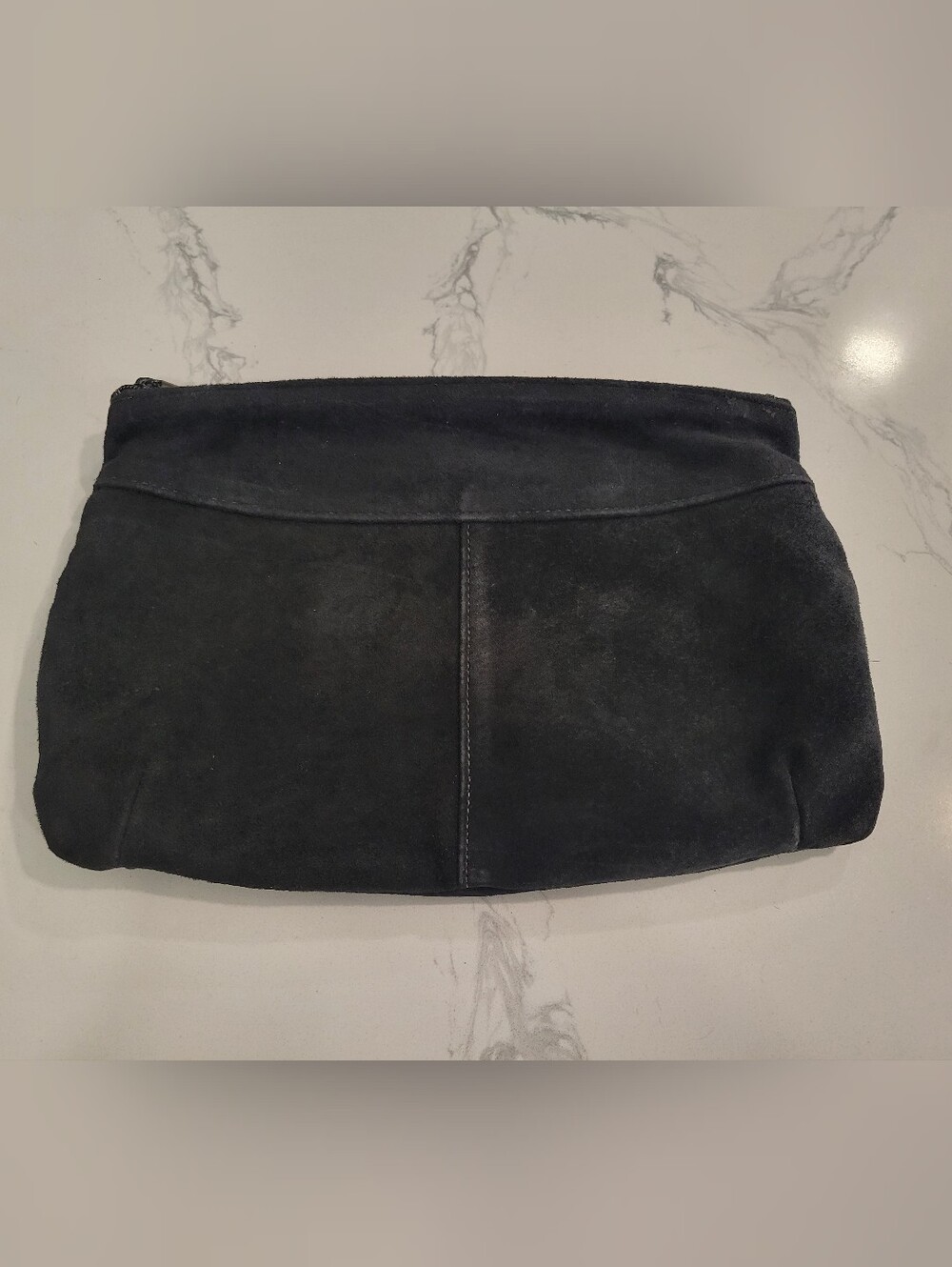 Vintage Balck Suede Clucth Bag /makeup Bag/ Toiletry Bag